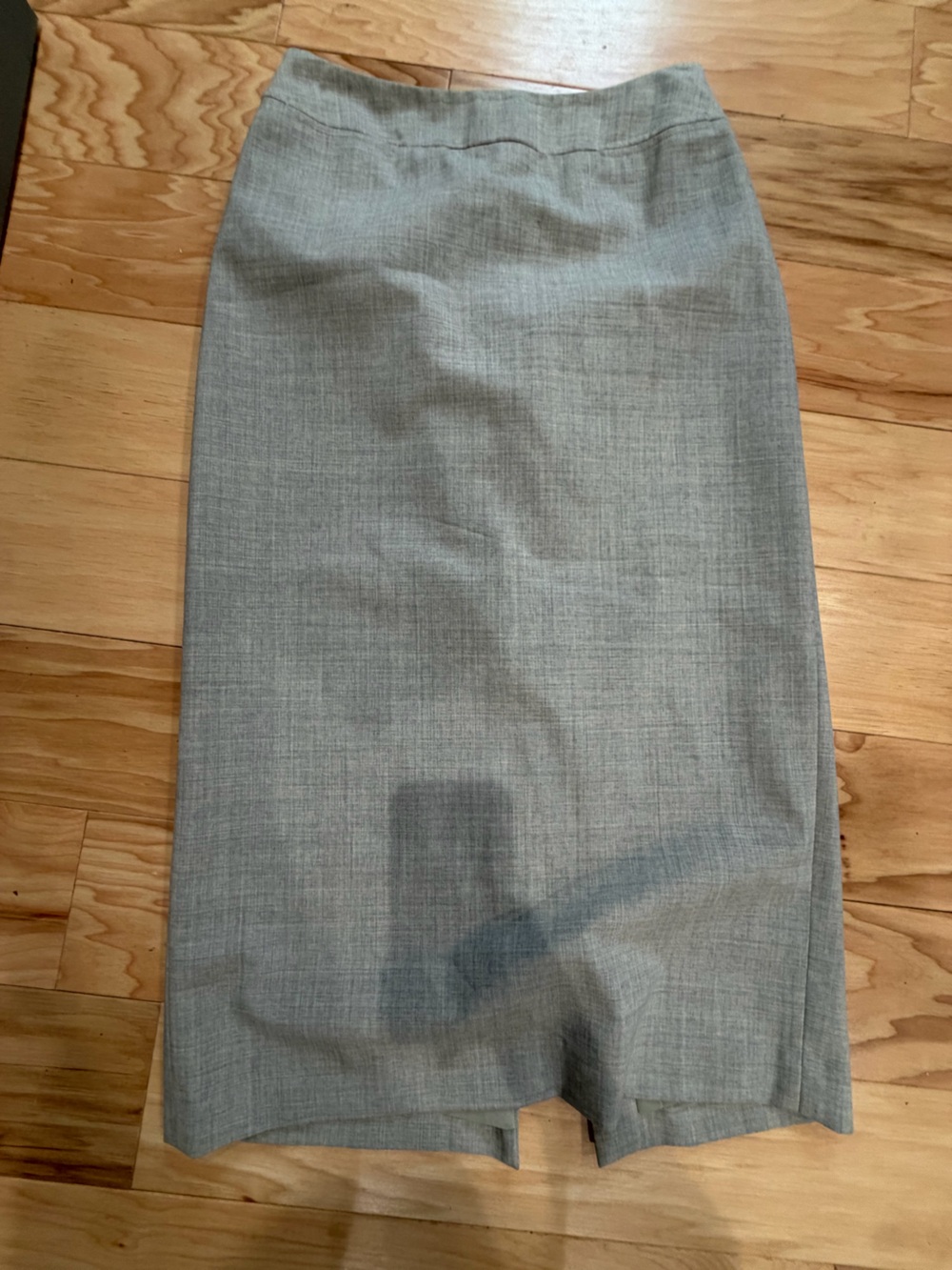Vintage Ann Taylor Stretch Gray Wool Blend Long Skirt Size 4 Back Slit